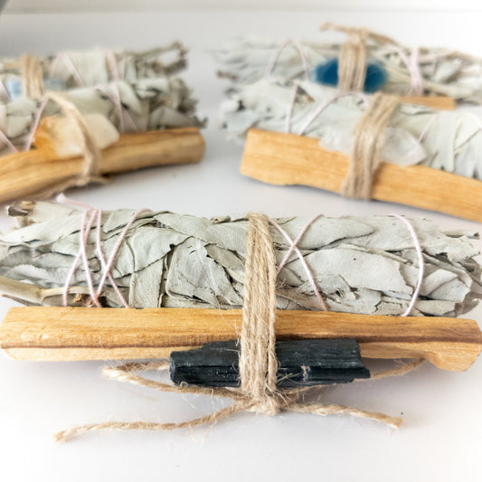 Palo Santo, Sage & Crystal Smudging Bundle