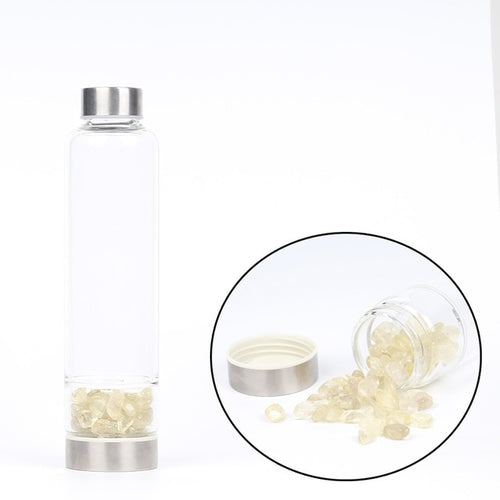 Natural Quartz Crystal Glass Water Bottle