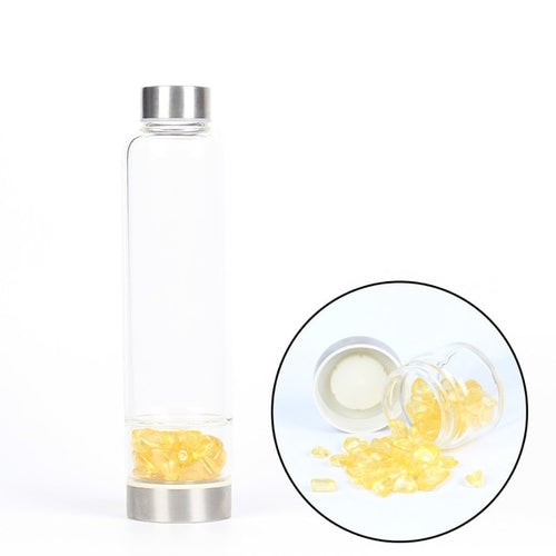 Natural Quartz Crystal Glass Water Bottle