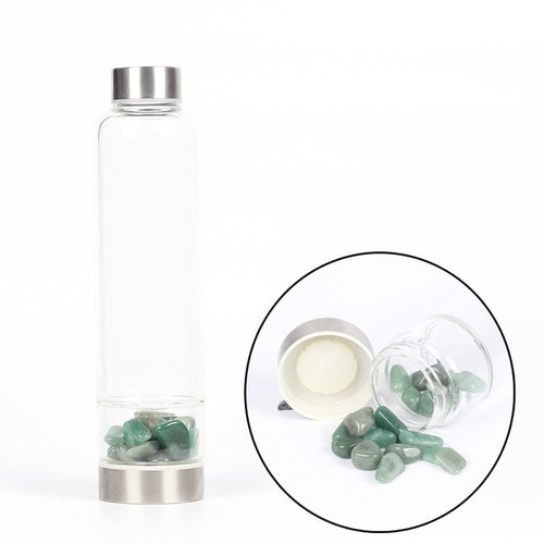 Natural Quartz Crystal Glass Water Bottle