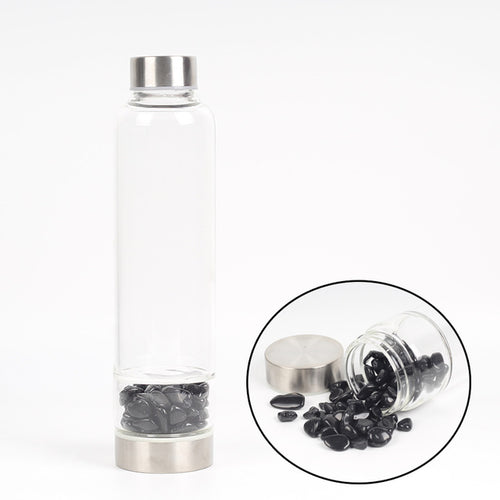 Natural Quartz Crystal Glass Water Bottle